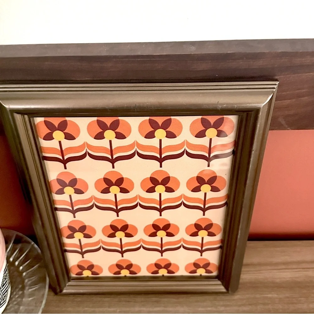 Vintage 70’s Style Flower Art Print Retro Floral Framed Canvas Art Print Boho